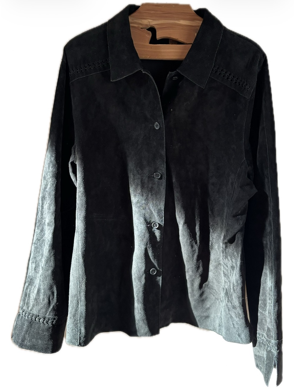 Danier Black Suede Button-Down Shirt Jacket